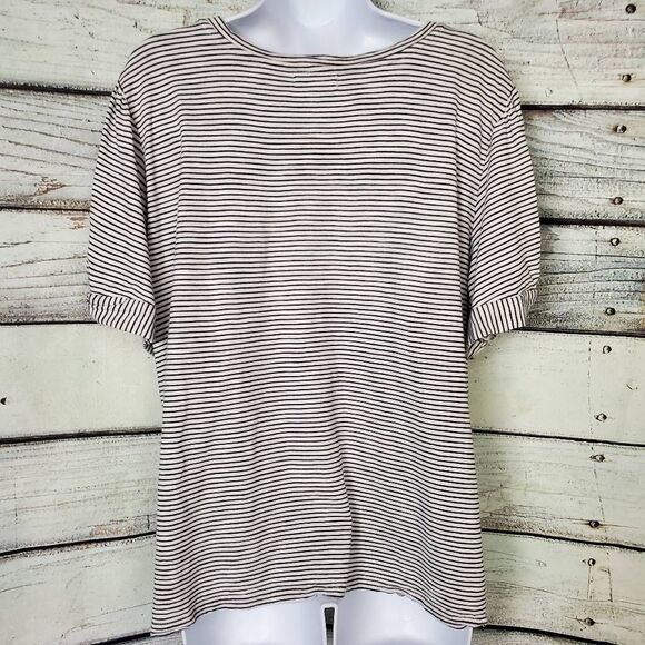 Maurices Women’s Top XL Black White Striped Short Sleeve Tee Modal Blend - Picture 5 of 8